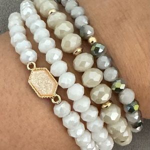 Crystal Resin Cluster Bracelet 4pcs Set